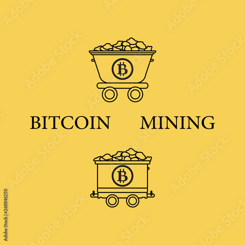 Mining bitcoins trolleys with ore.