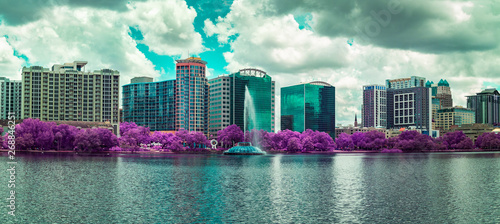 Panoramic of Lake Eola in Downtown Orlando, Florida photo