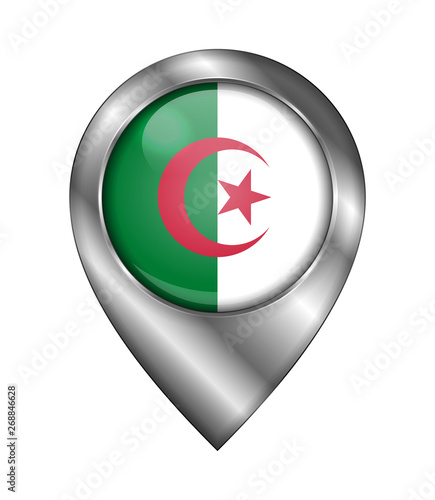 Flag of Algeria. Vector Sign and Icon. Location Symbol Shape. Silver photo