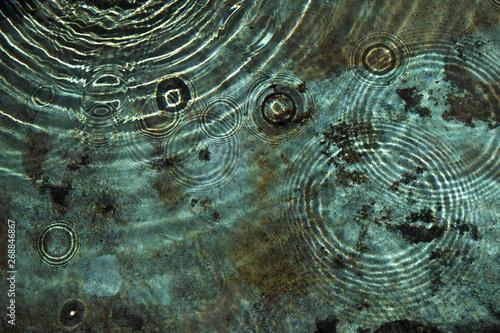 Circles on the water in the fountain