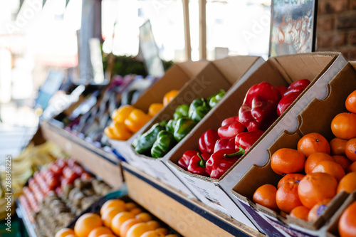 Close up of market stall fresh produce photo