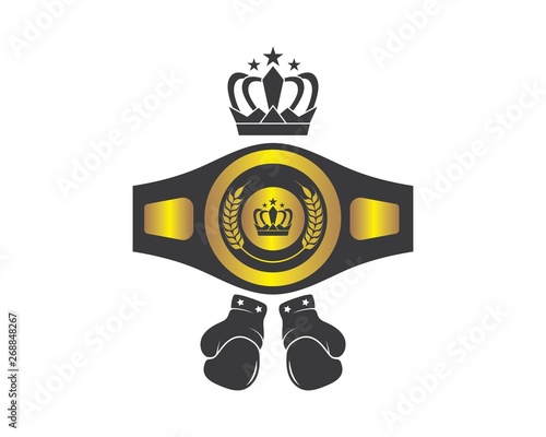 boxing belt champion logo icon vector