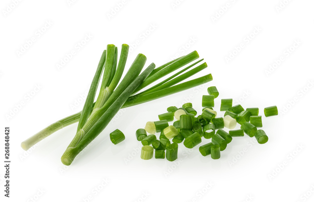 chopped green onions isolated on white chopped green onions isolated on white