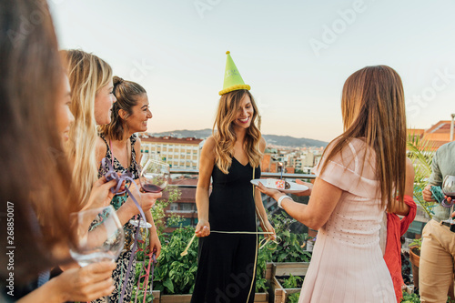 Woman Brought a Birthday Cake at her Party