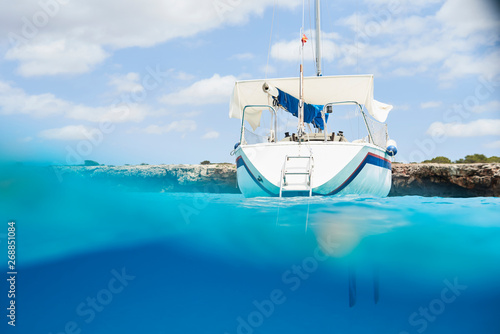 Sailing boat moored at the coast.