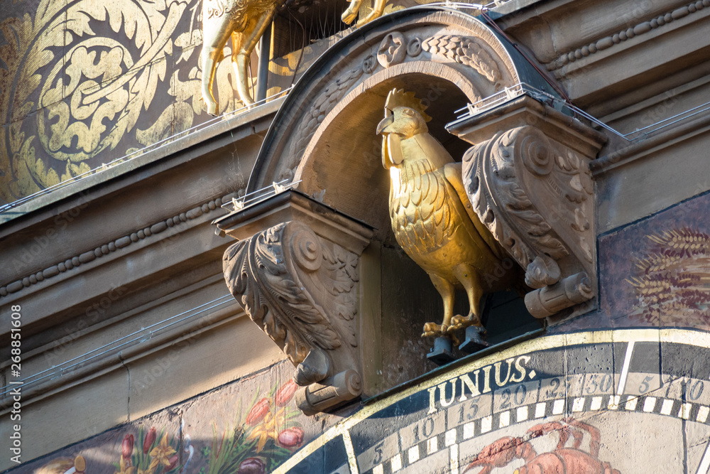 golden rooster at town hall Heilbronn astronomical clock