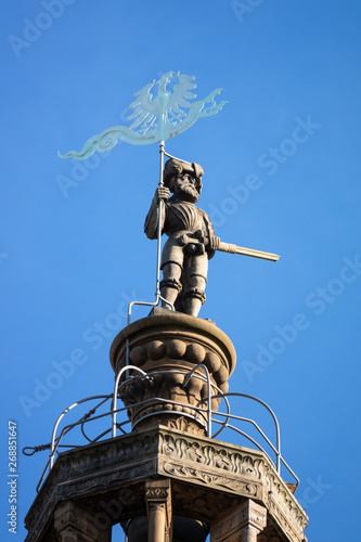 statue at the top of the Kilian Church in Heilbronn Germany photo