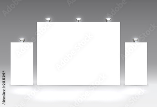 Scene show Podium for presentations on the grey background.