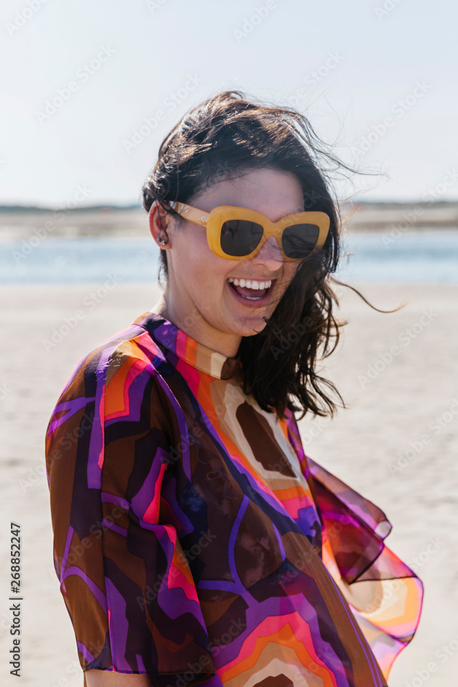 Portrait of Happy Girl on Beach Stock Photo | Adobe Stock