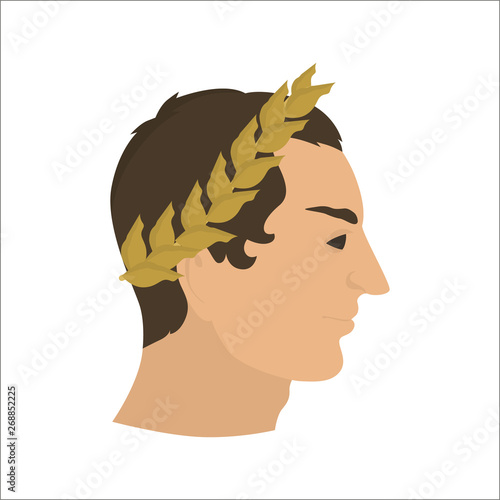 Roman emperor profile color vector icon. Flat design