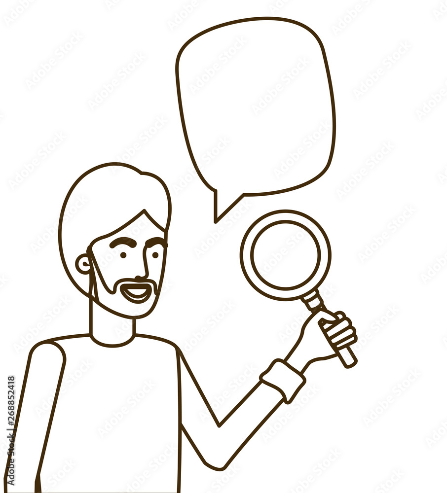 man with magnifying glass in white background man with magnifying glass in white background