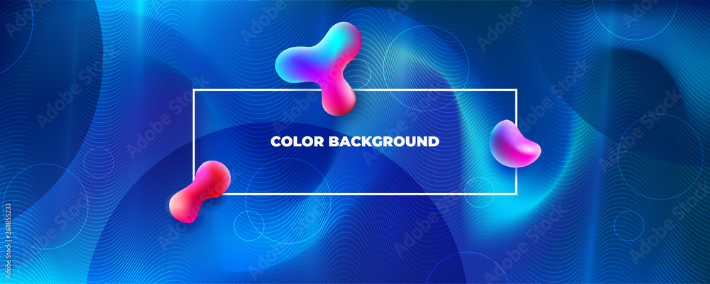 Blue Silk Liquid color background design. Fluid gradient shapes composition. Futuristic design posters. Eps10 vector.