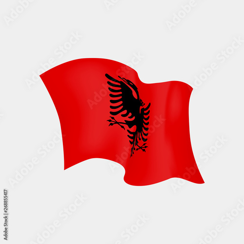 Albania fluttering flag. Vector illustration Tirana
