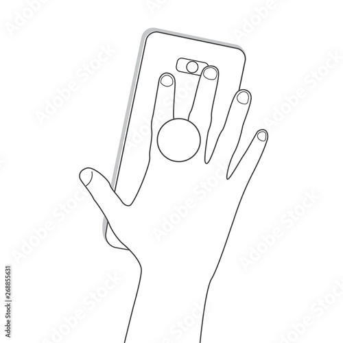 Pop socket phone holder in hand. Ring holder for phone Pop socket. Smartphone accessory holder. Suction Cup ring for phone
