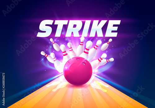 Bowling club poster with the bright background.