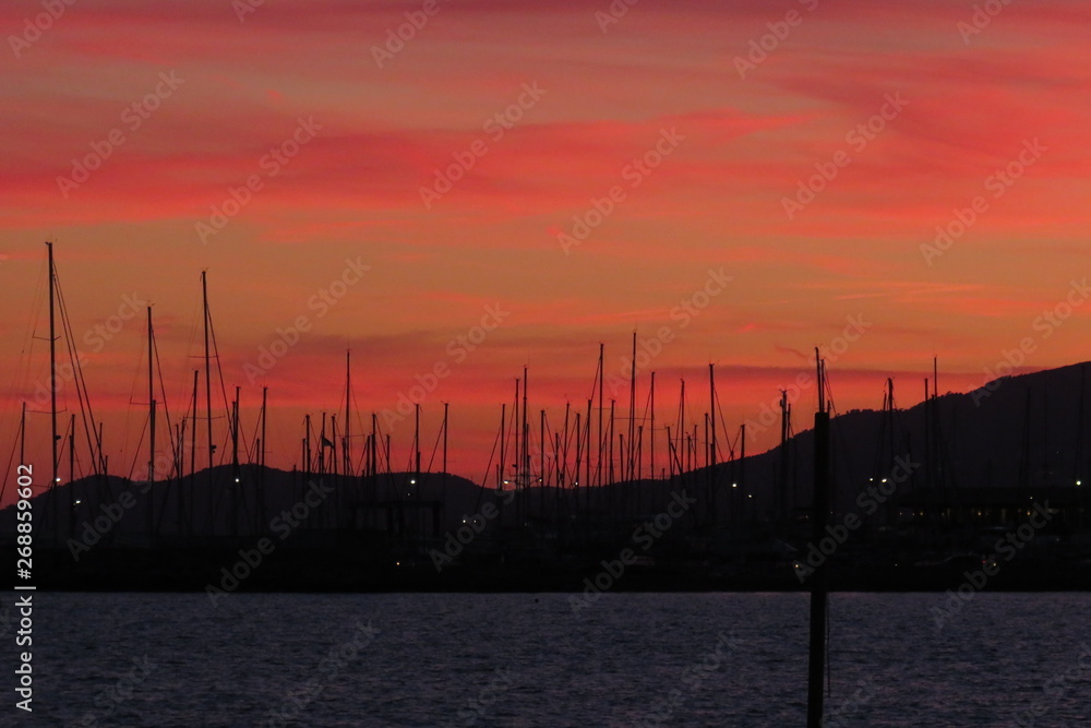 sun rise sunset deep glowing sky over the spanish coast