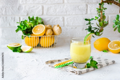 Ginger Mint Lemonade with Lime