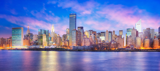 Panoramic view of Midtown East New York at dawn