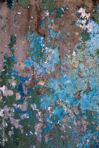 Old wall with the blue colo...