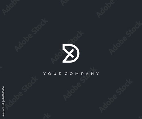 DX D X letter minimalist logo design template