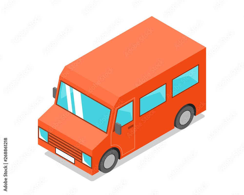 Minibus isometric icon. Vector illustration Minibus isometric icon. Vector illustration