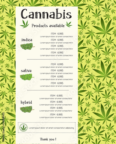Cannabis product for sale flyer template design vector