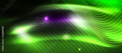 Glowing shiny neon squares abstract background, techno modern template