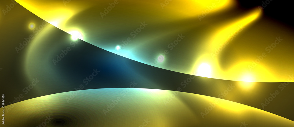 Neon glowing lines, magic energy space light concept, abstract background wallpaper design