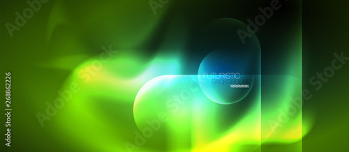Blue neon round shapes techno background