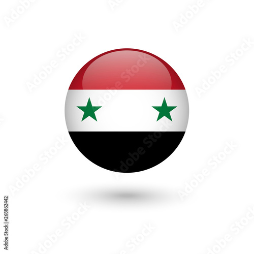 Syria flag round glossy
