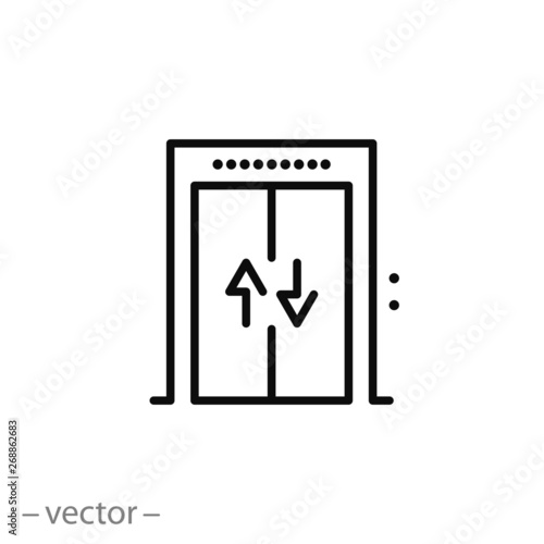 elevator icon, lift line symbol on white background - editable stroke vector illustration eps10