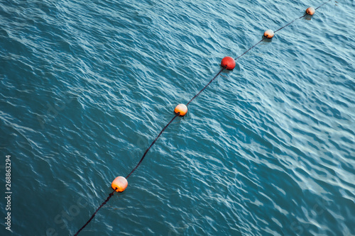 Swimming area border, floaters on rope