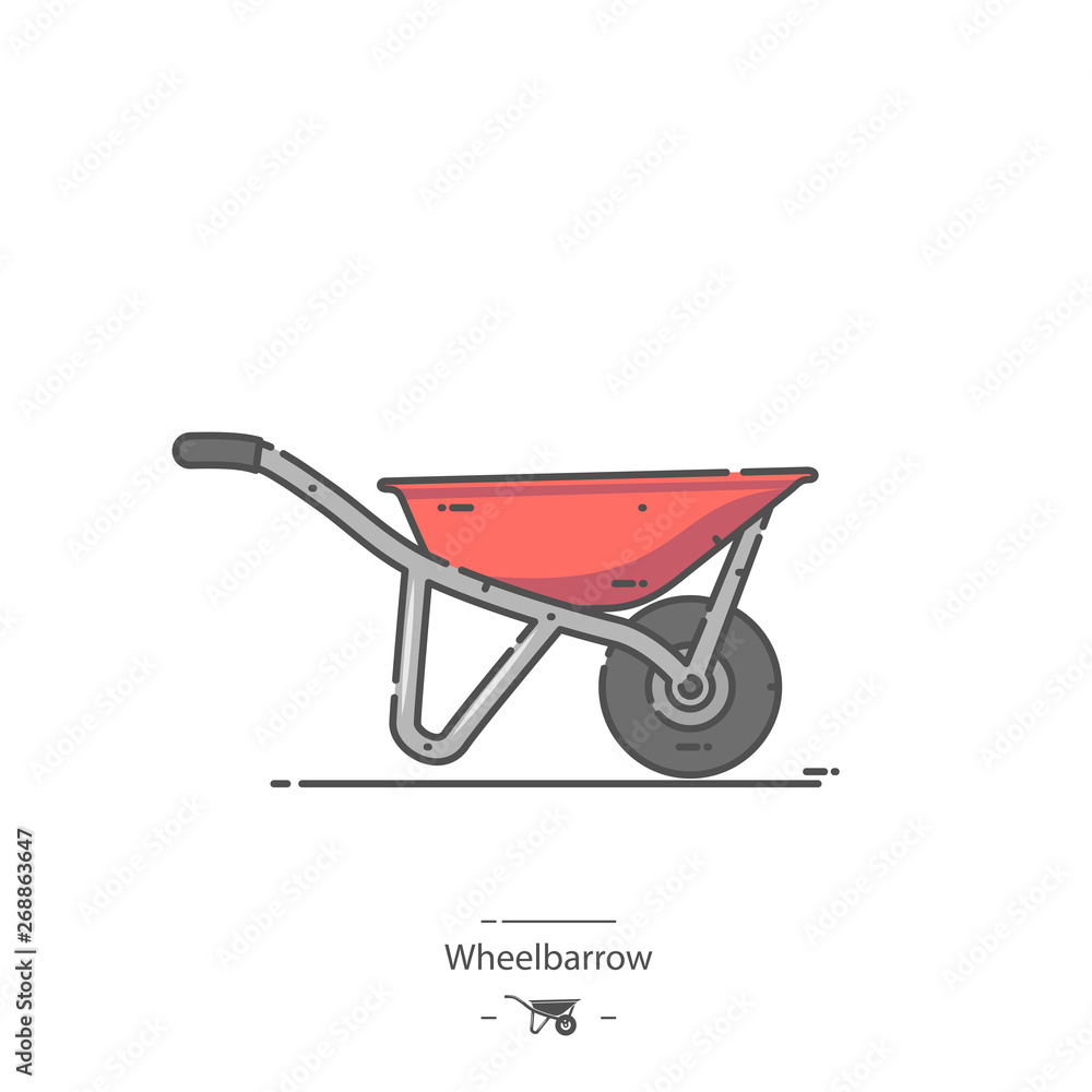 Red Wheelbarrow - Line color icon Red Wheelbarrow - Line color icon