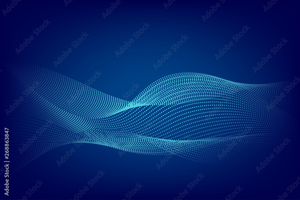 Blue particle line wave abstract background modern design with copy space, Vector illustration for your business and web banner design.