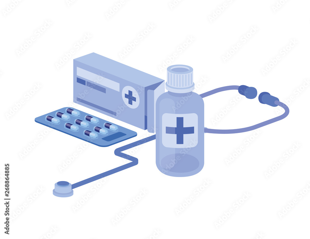 medicine drugs on white background