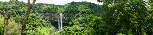 Panoramic landscape of Caracol waterfall at Canela city  Rio Grande do Sul  Brazil 
