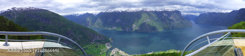 Stegastein viewpoint. Views of the Aurlandsfjorden fjord. Aurlandsfjellet National Tourist Route, Norway. 