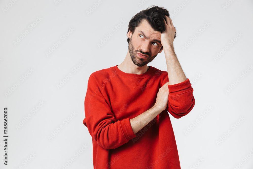 Handsome young bearded brunette man