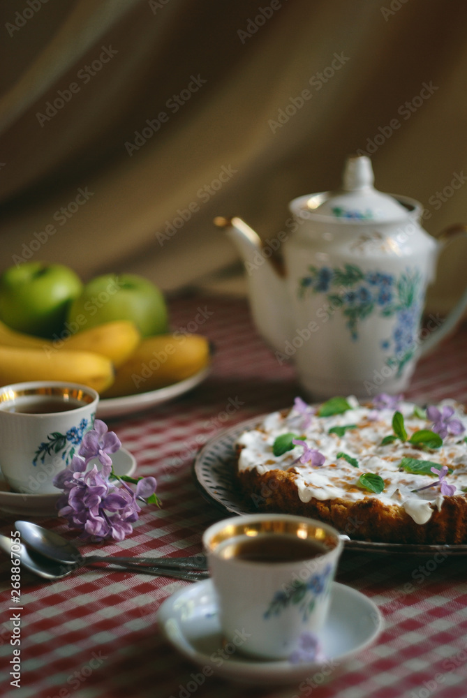 Tea time with carrot cake Tea time with carrot cake