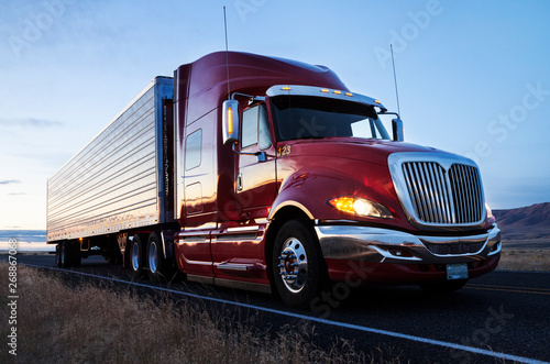 Commercial truck on highway photo