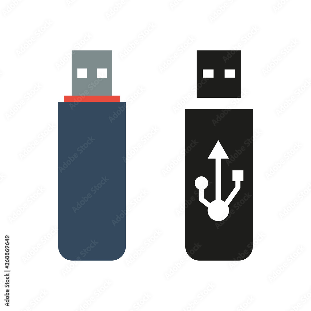 USB flash drive icon on white background. USB flash drive icon on white background.