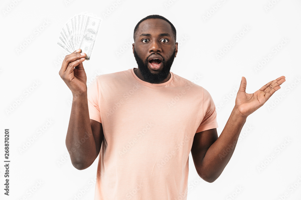 Portrait of a confused african man wearing shirt Portrait of a confused african man wearing shirt