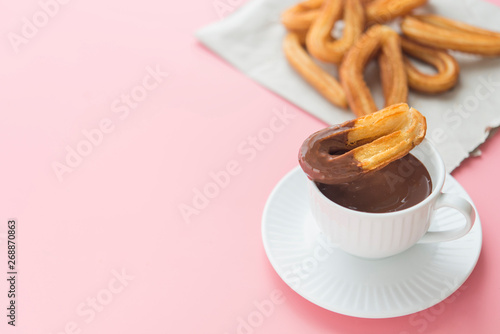 Churros with chocolat typical  sweet spanish