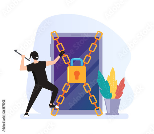 Cyber internet crime concept. Vector flat graphic design cartoon illustration