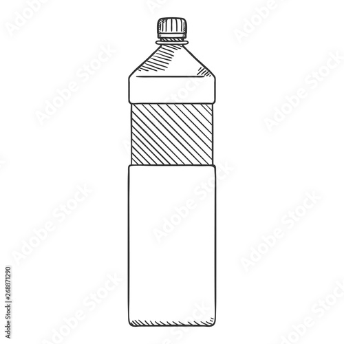 Vector Sketch Illustration - Plastic Bottle. 1 liter Capacity.