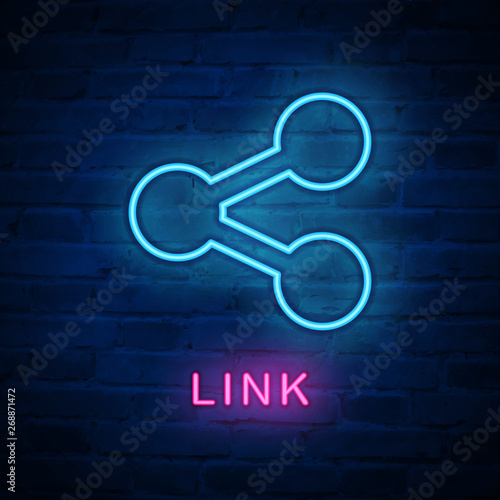 Vector illuminated neon light icon sign link connection