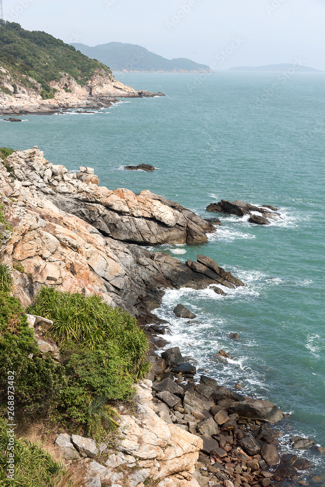 coastline with trees and rocks in south of china