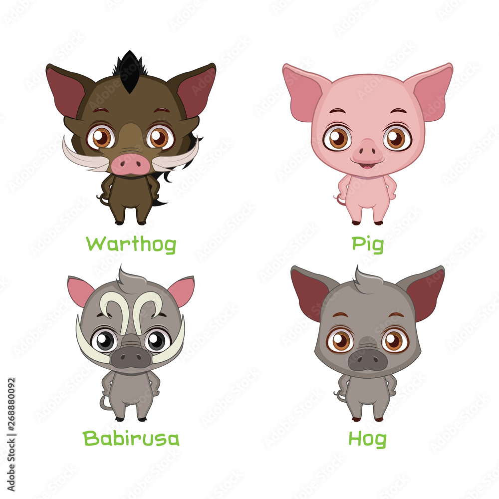 Set of pig species