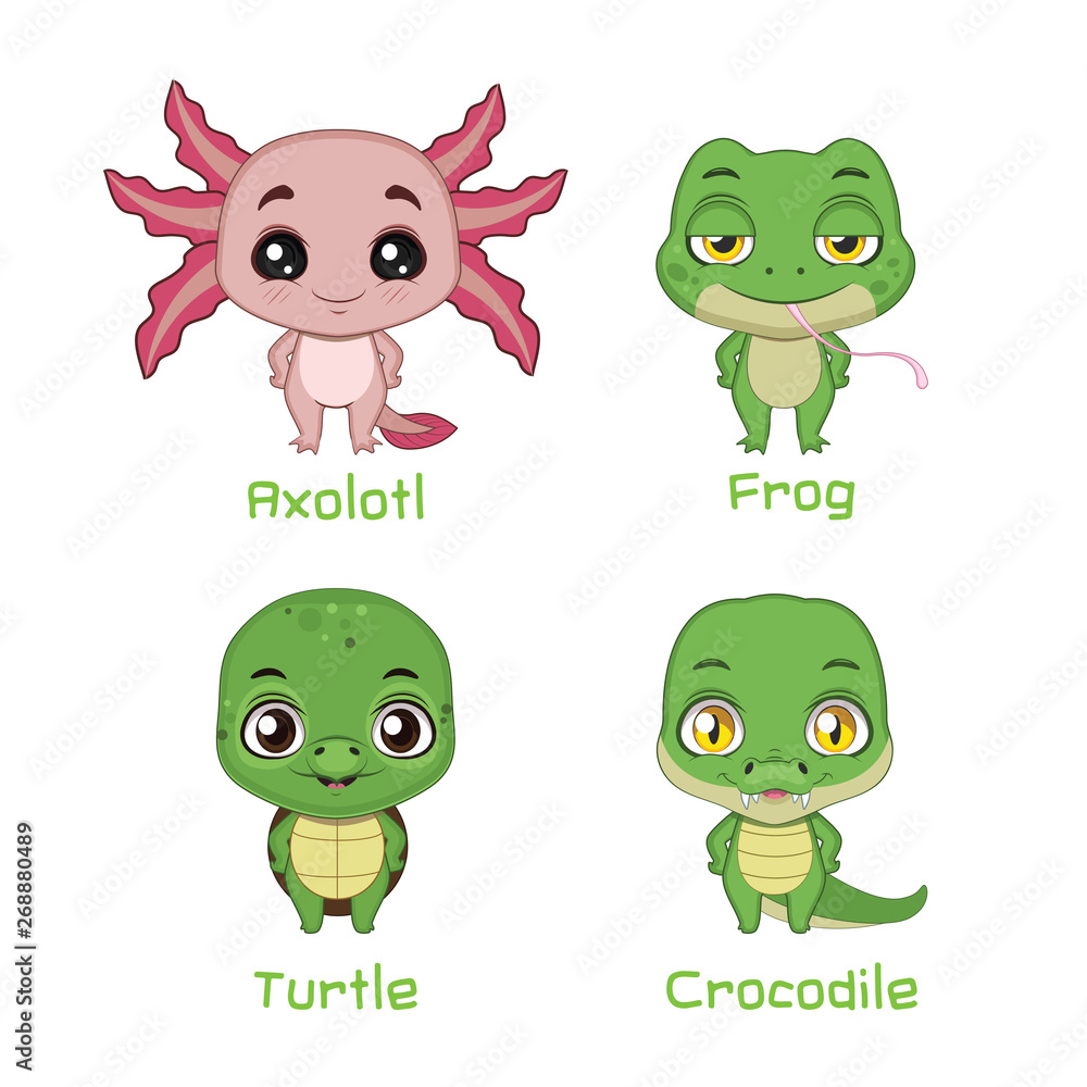 Obraz premium Set of reptiles and amphibians