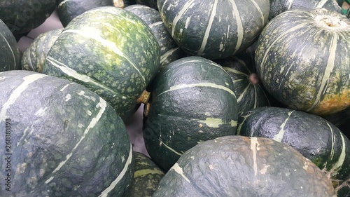 Heap of Green Pumpkin: A close-up view